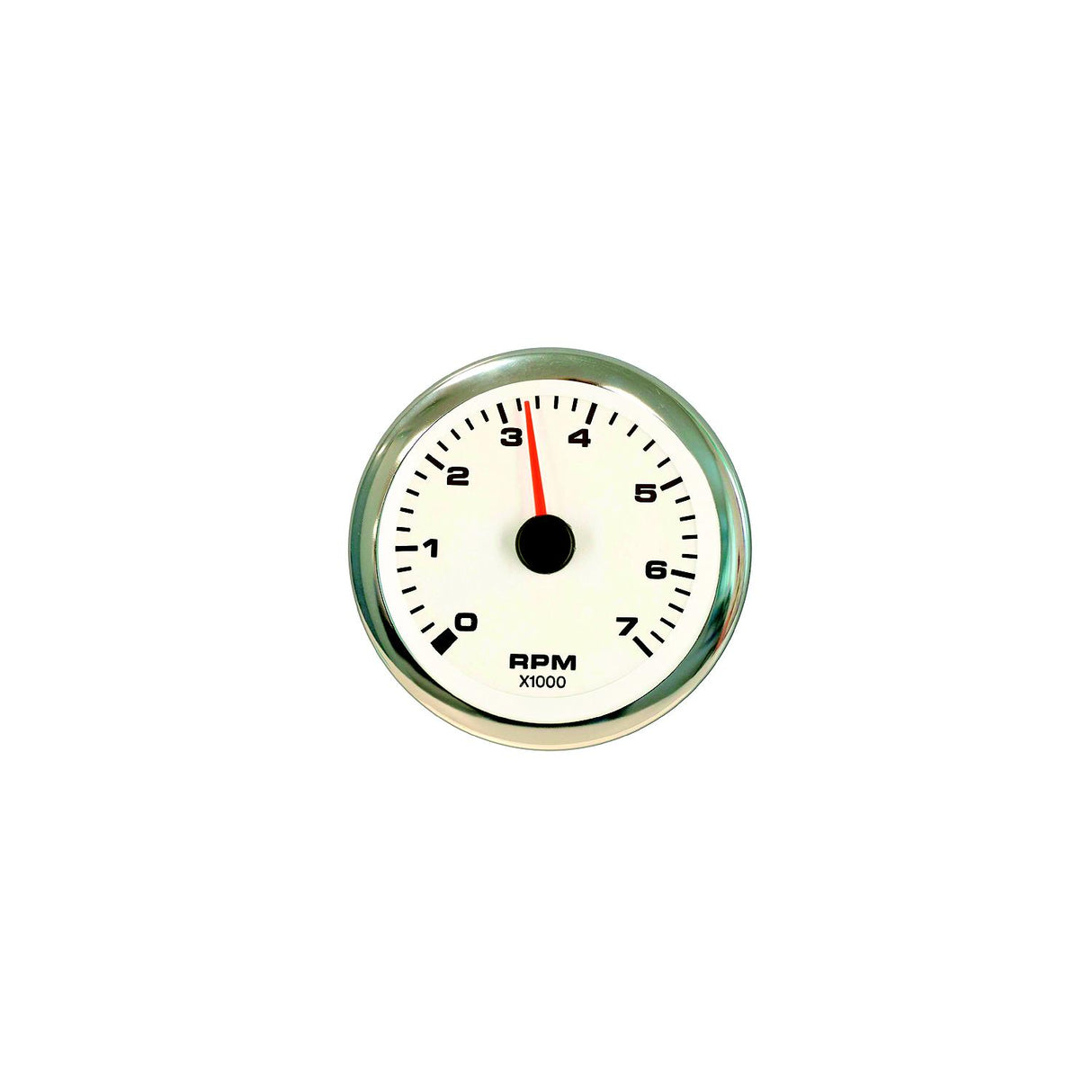 Sierra 62561P White Premier Pro Series 3" Stainless Steel Outboard & 4 Stroke Gas Engine 0-7,000 RPM Dial Range Tachometer Gauge with Outboard Alternator or Coil Sender Code - 62561P
