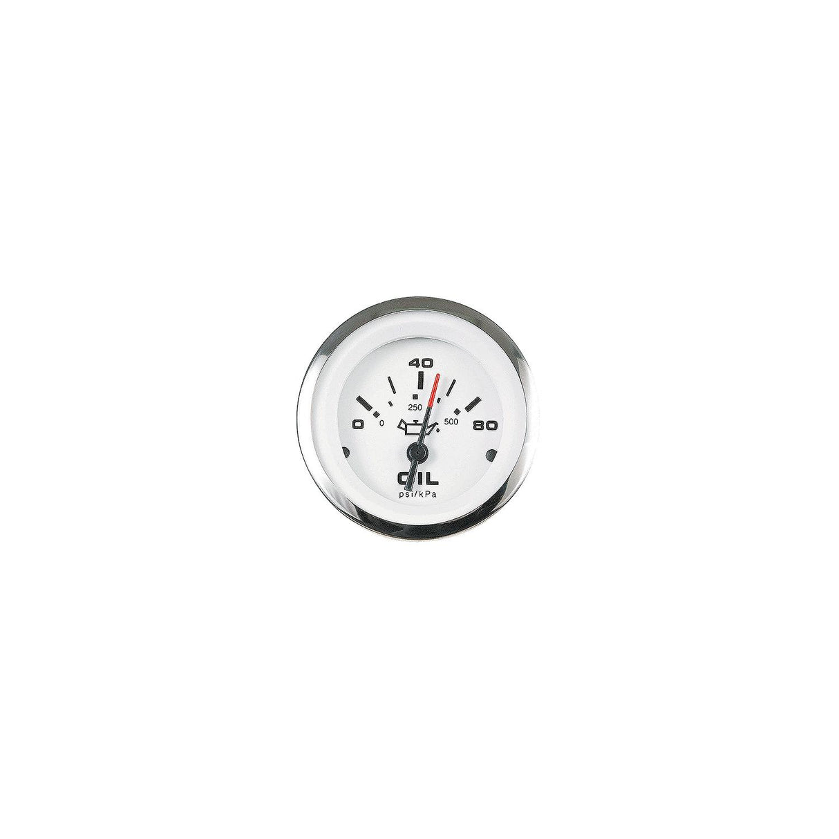 Sierra 65501P Lido Series 2" White & Stainless Steel 0-80 PSI Dial Range Oil Pressure Gauge with IA 15001-Single/IA15003 Dual Station Sender Code - 65501P