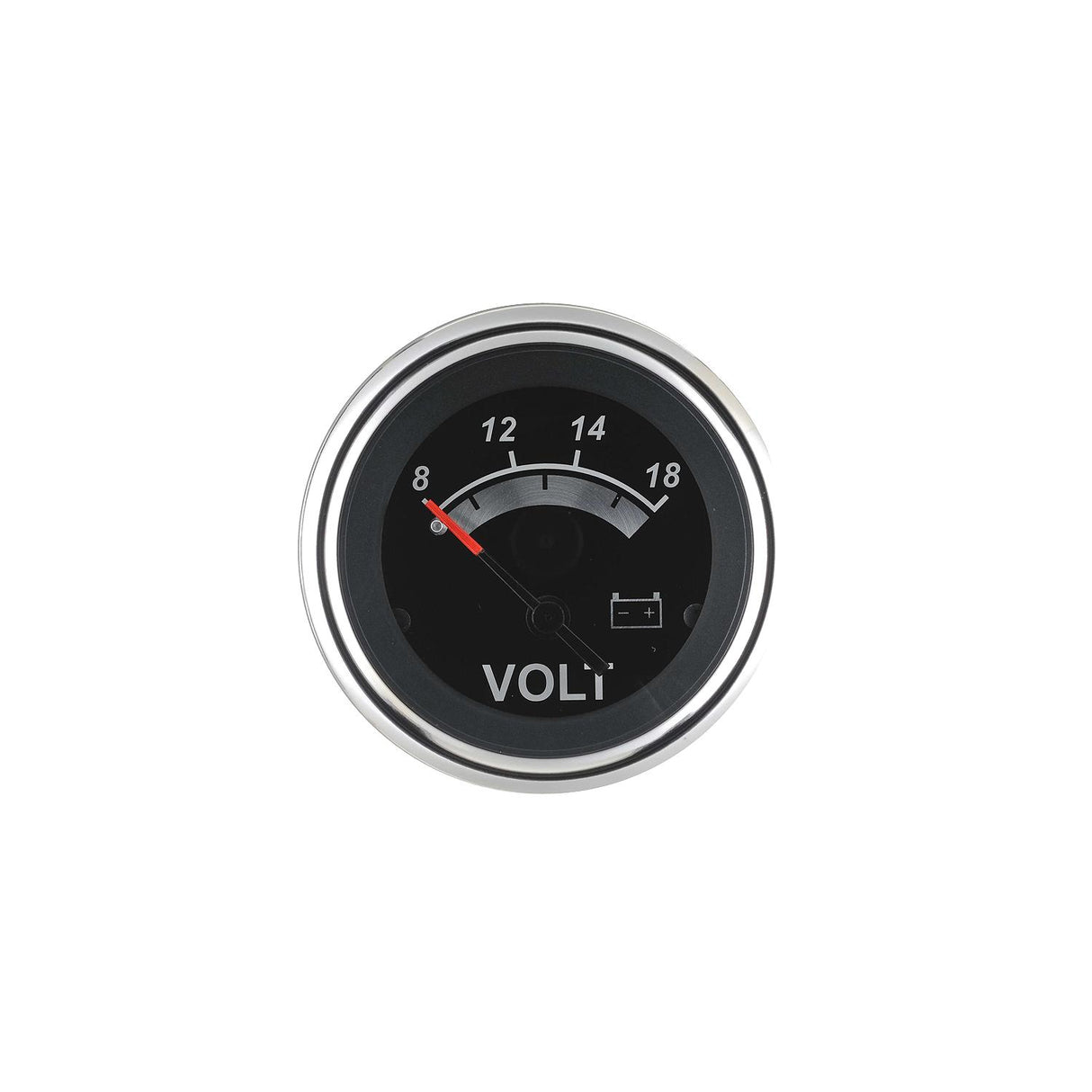 Sierra 67019P Black Sterling Series 2" Stainless Steel 8-18 VDC Dial Range Voltmeter Gauge - 67019P