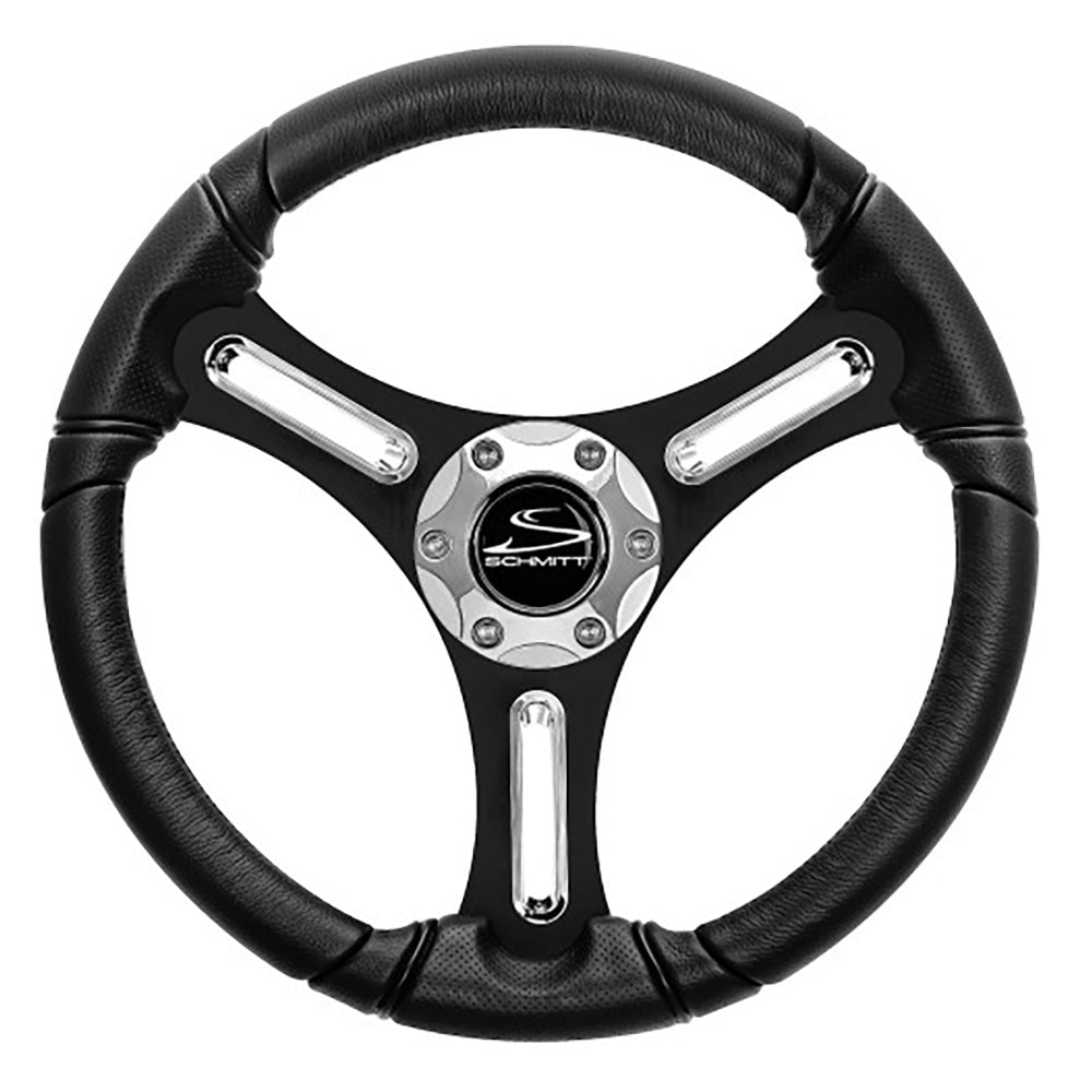 Schmitt Marine Torcello 14" Wheel - 03 Series - Polyurethane Wheel w/Chrome Spoke Inserts Cap - Black Brushed Spokes - 3/4"