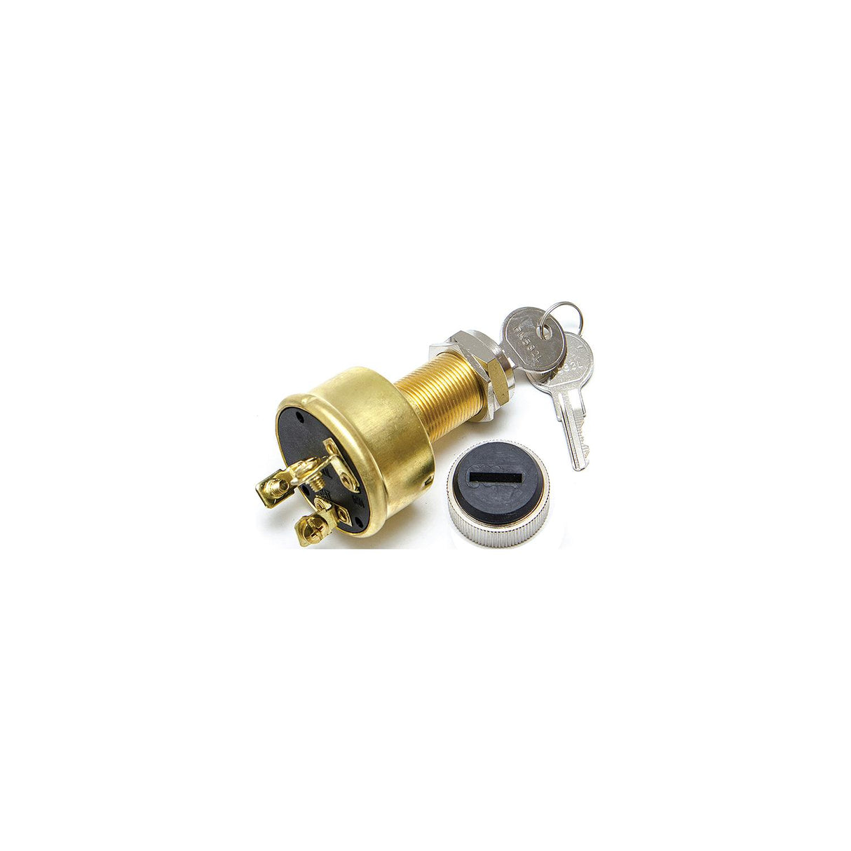 Sierra Conventional 3 Position 1 1/8" Brass 3 Screw Terminal 12V 15 Amp Ignition Starter Switch - MP39080-1