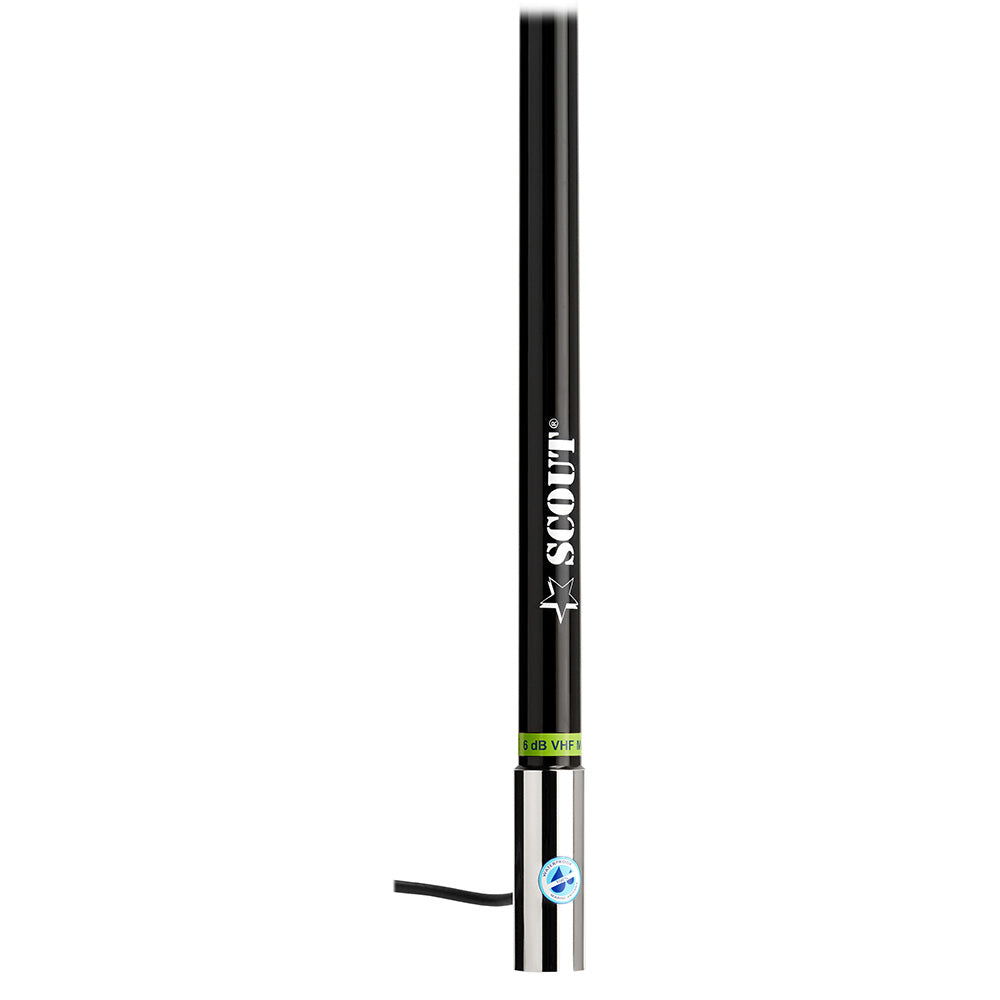 Scout 8' Black VHF Antenna 6dB Heavy Stainless Steel Ferrule w/6M RG-8x Includes PL-259 Heavy Duty Offshore Antenna KS-43 [PF