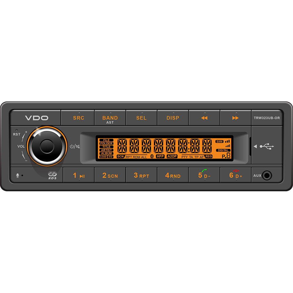 VDO 24V Radio w/FM RDS Tuner MP3/WMA/USB/Bluetooth - Orange Illumination - TRW323UB-OR