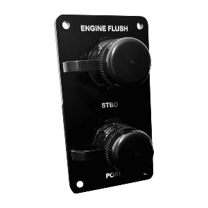 Flushmaster Vertical Dual Outlet Flush Port Reroute - Black Acrylic - 1/2" Barb - SM-QCR2BV12