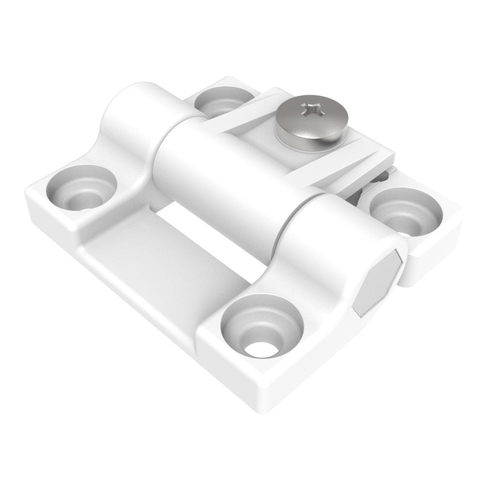 Southco Adjustable Torque Hinge, Symmetric, Medium Size, Acetal Copolymer, Natural, White - E6-10-301-10