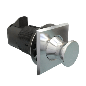 Southco Point Push-to-Close Latch, Square Housing, Chrome Housing, Chrome Knob - MP-05-212-11