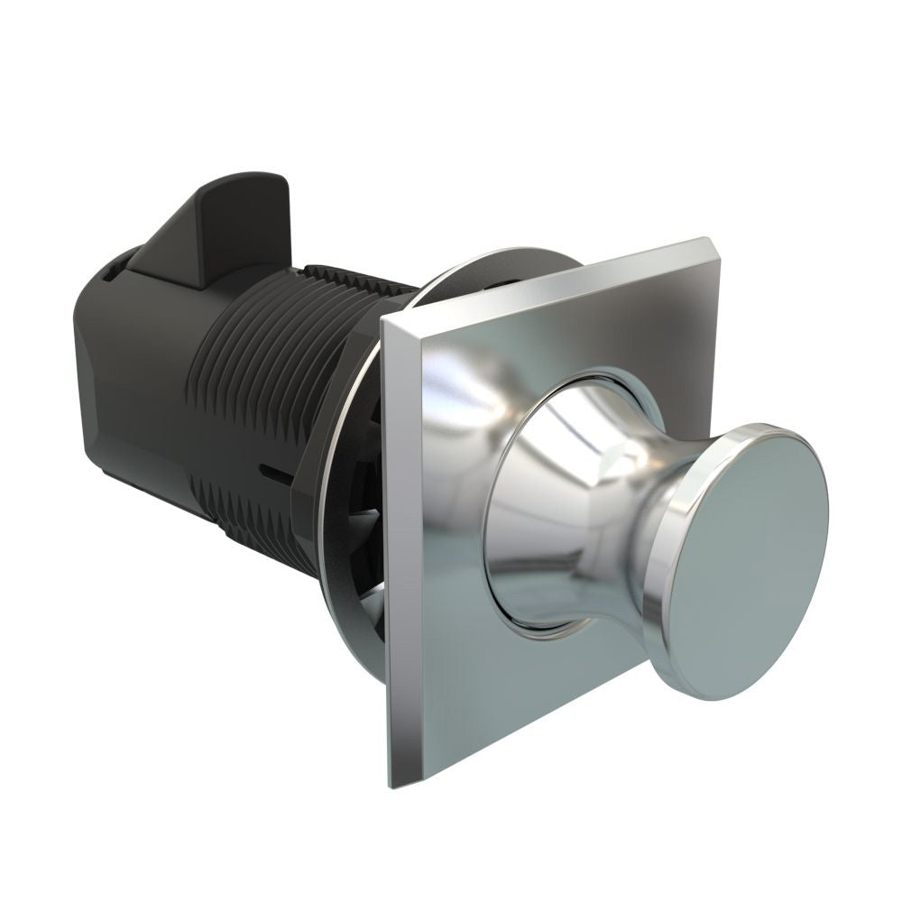 Southco Point Push-to-Close Latch, Square Housing, Chrome Housing, Chrome Knob - MP-05-212-11
