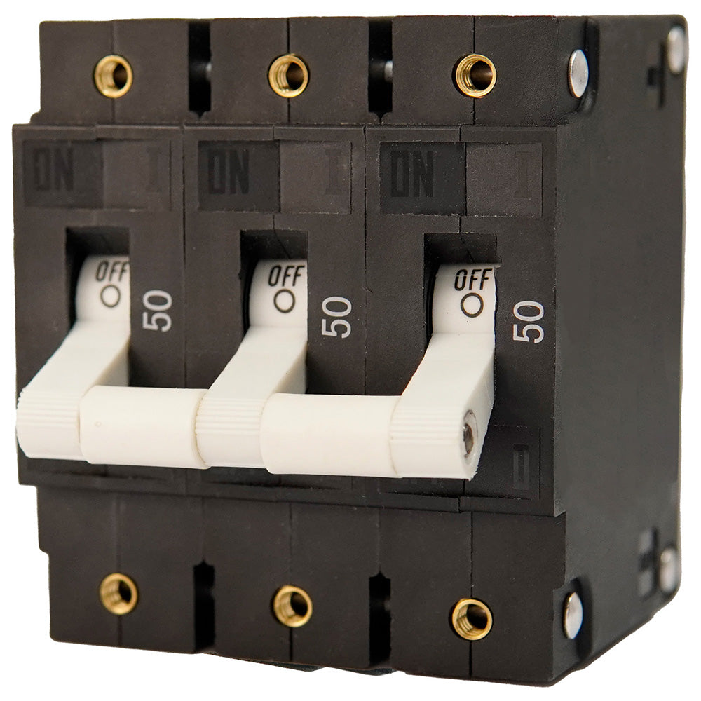 Egis Mobile Electric Egis C Series White Toggle Panel Mount Circuit Breaker - Triple Pole 50A - 3503-050