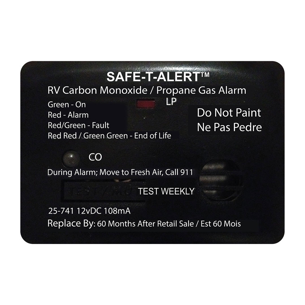 Safe-T-Alert 25 Series Surface Mount Dual Carbon Monoxide/Propane Alarm - 12V Hardwire - Black - 25-741-BL