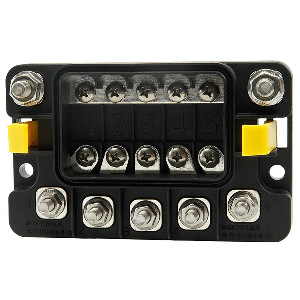 Egis Mobile Electric Egis MIDI 5 Circuit Fuse Block w/Sealed Cover - M8 Inputs - M6 Outputs - 3906