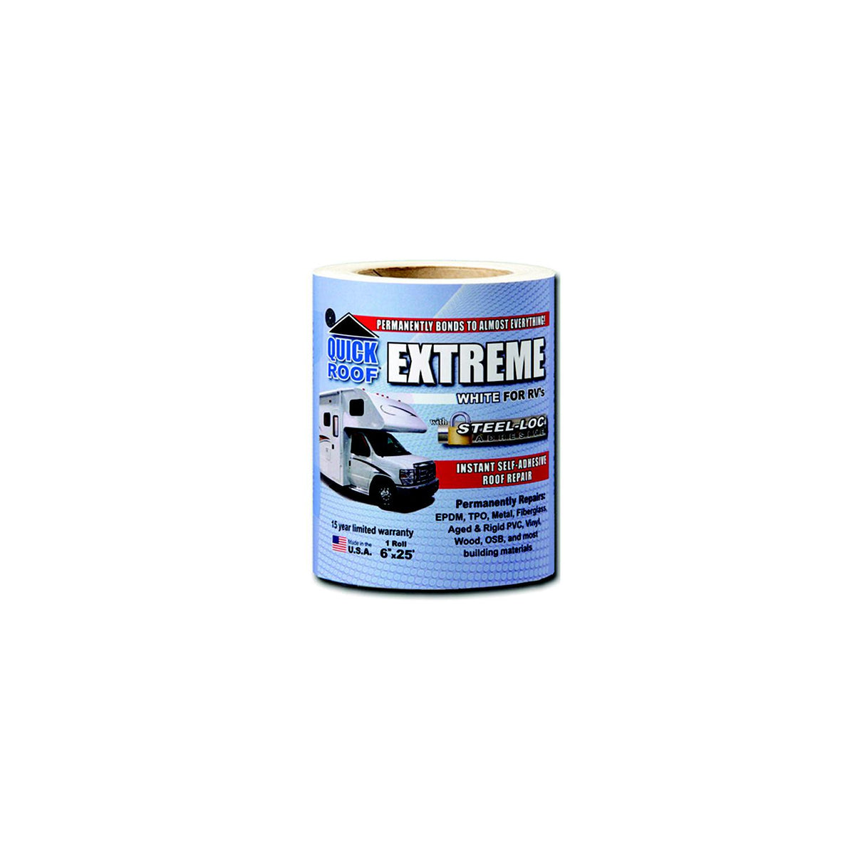 CoFair Products, Inc - Quick Roof Extreme UBE625 Instant Self-Adhesive White Roof Tape for RV's, 6" x 25' - image 2