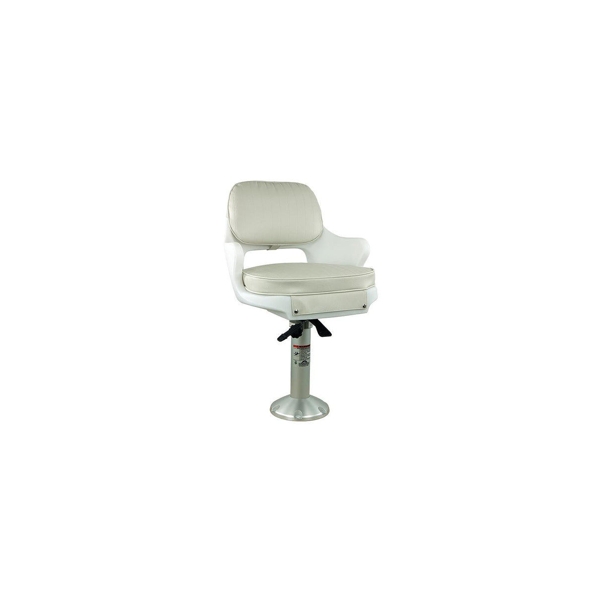 Springfield Marine Springfield Yachtsman Fixed Height Chair Package, White (Includes Seat With Armrest and Cushions, Pedestal With Base and Locking Slide/Swivel) - 1001414-L