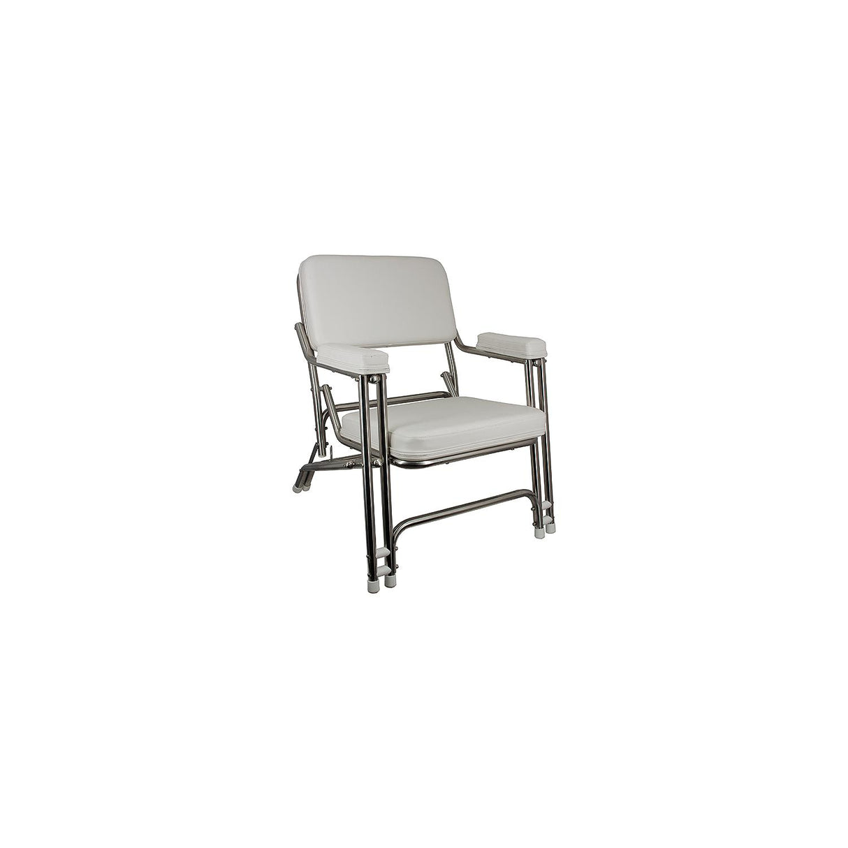 Springfield Marine Springfield 1080021SS Deck Folding Chair, White With Stainless Steel Tubing - 1080021-SS