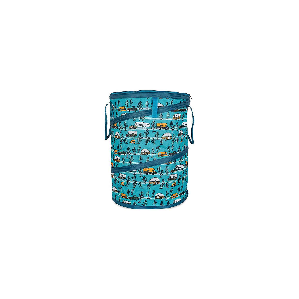 Camco 42987 Pop-Up Utility Container, Teal/ Sketched RVs, 30 Gal. - image 1