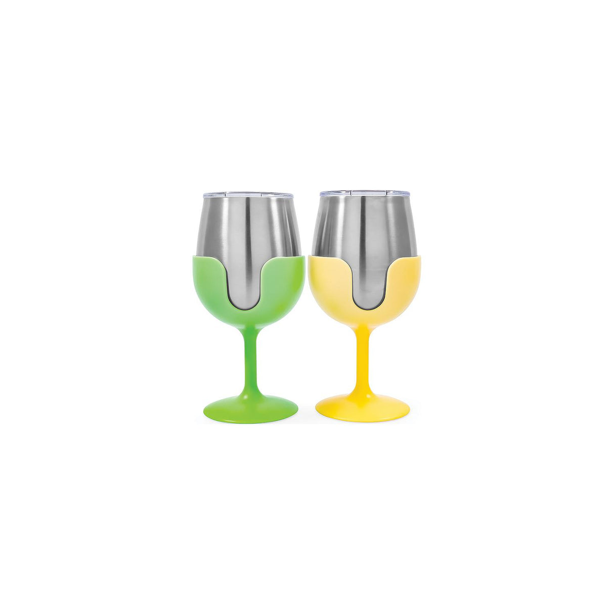 Camco 51916 Wine Tumblers, 8 oz., Green & Yellow, 1 pr. - image 1