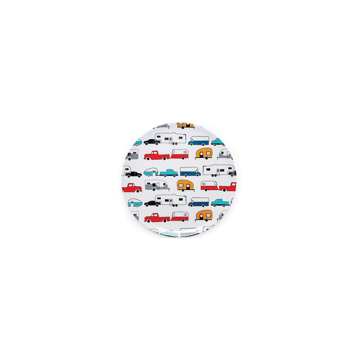 Camco 53224 Melamine Dishware, Multi-color RV & Truck Pattern, 9-3/4" Dinner Plate - image 1