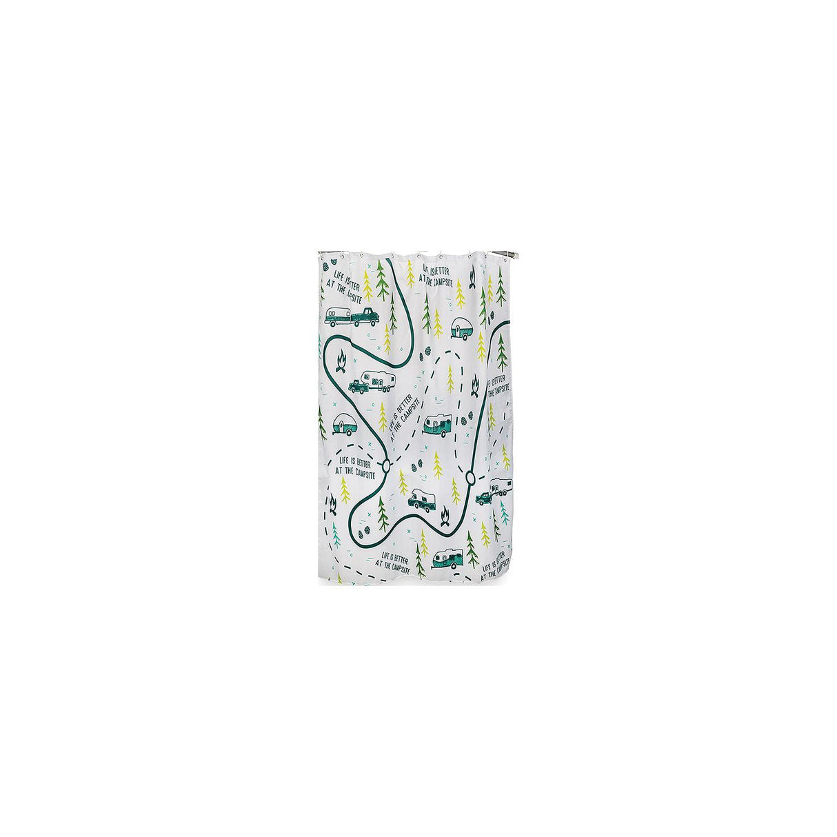 Camco 53245 RV Shower Curtain , White w/Map Design, 68" L x 54" W - image 1