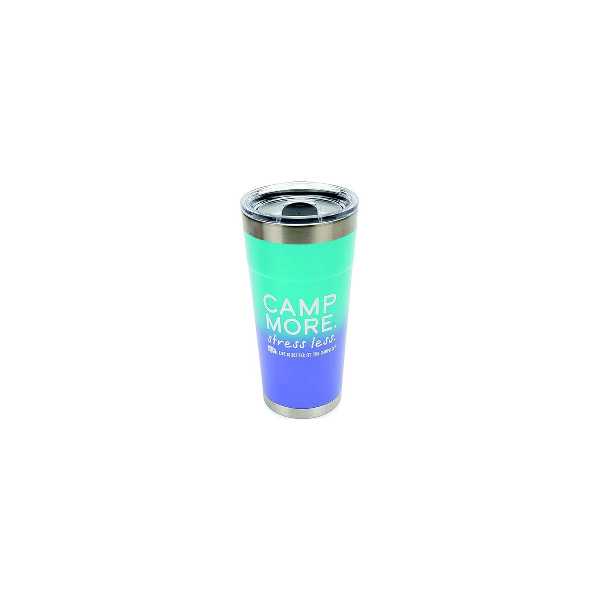 Camco 53317 Camp More / Stress Less Tumbler, 20 oz., Blue/Purple - image 1