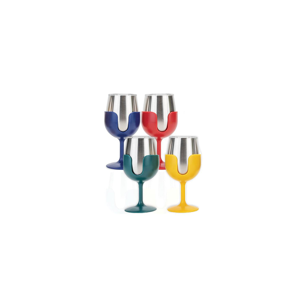 Camco 53465 Wine Tumblers, 8 oz., Navy, Red, Dark Green, Yellow , 4/pk - image 2