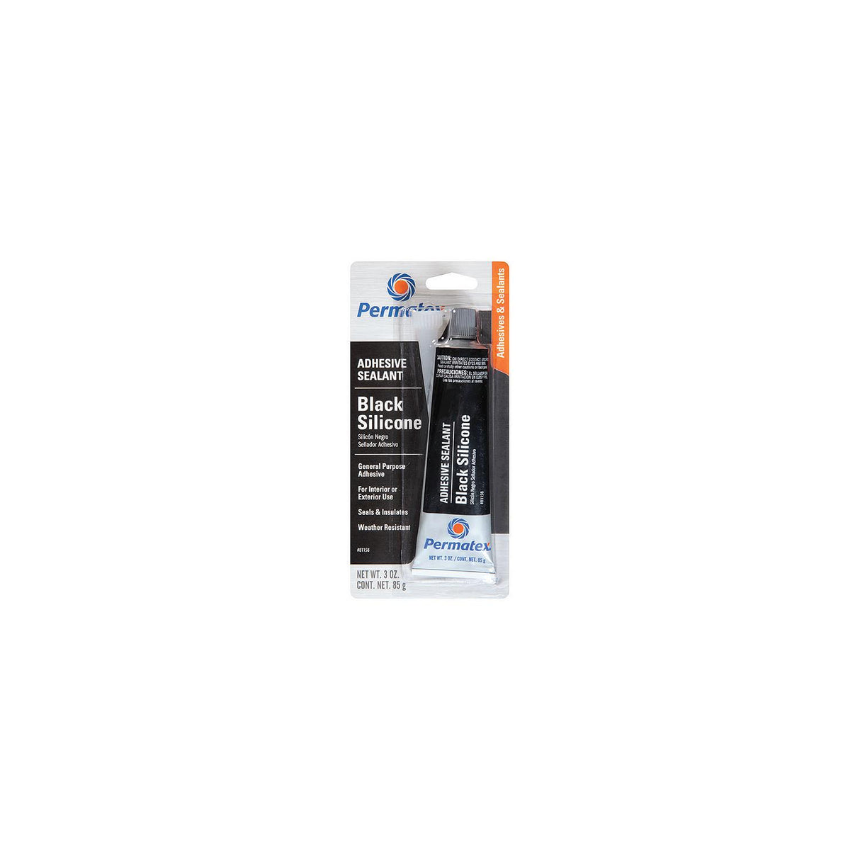 Permatex 81158 Black Silicone Adhesive Sealant, 3 oz. - 81158
