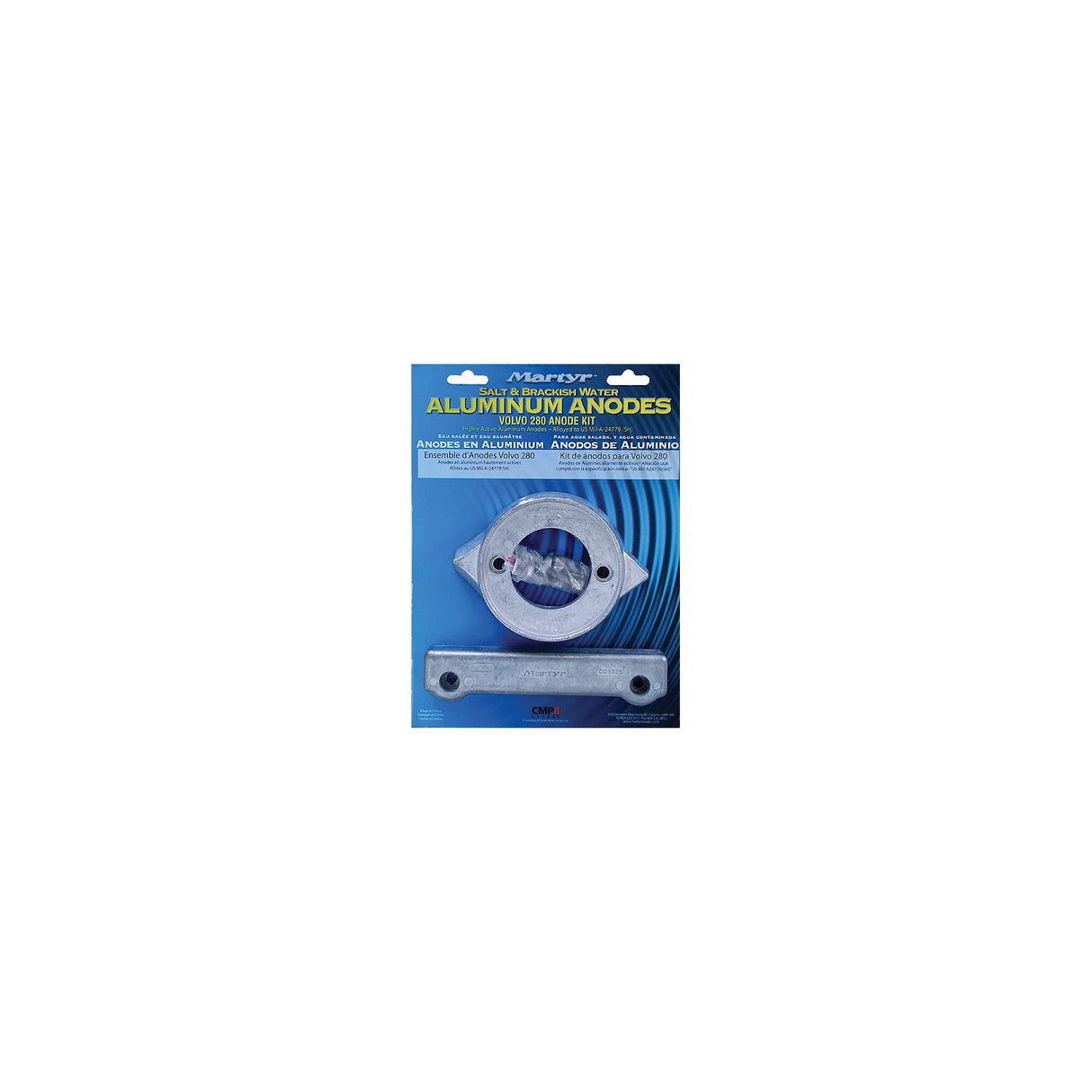 Martyr Anodes Martyr Aluminum Anode Kit For Volvo Penta 280 Engine (Contains 1-V18, 1-CM832598 and Fastening Hardware) - CM280KITA