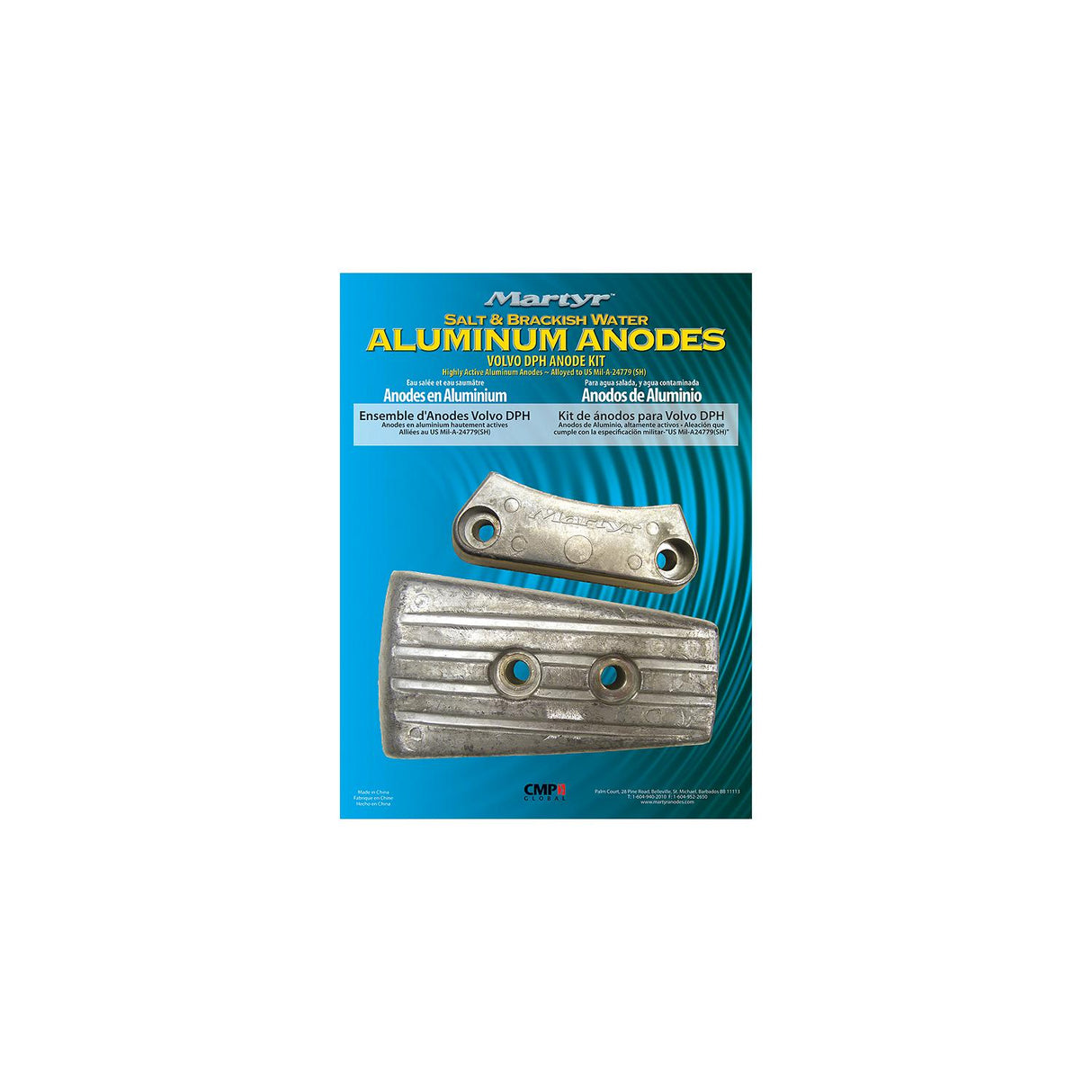 Martyr Anode Kit For Volvo Penta DPH Engine (Contains 1-3588745, 1-3863206 and Fastening Hardware) - CMDPHKITA