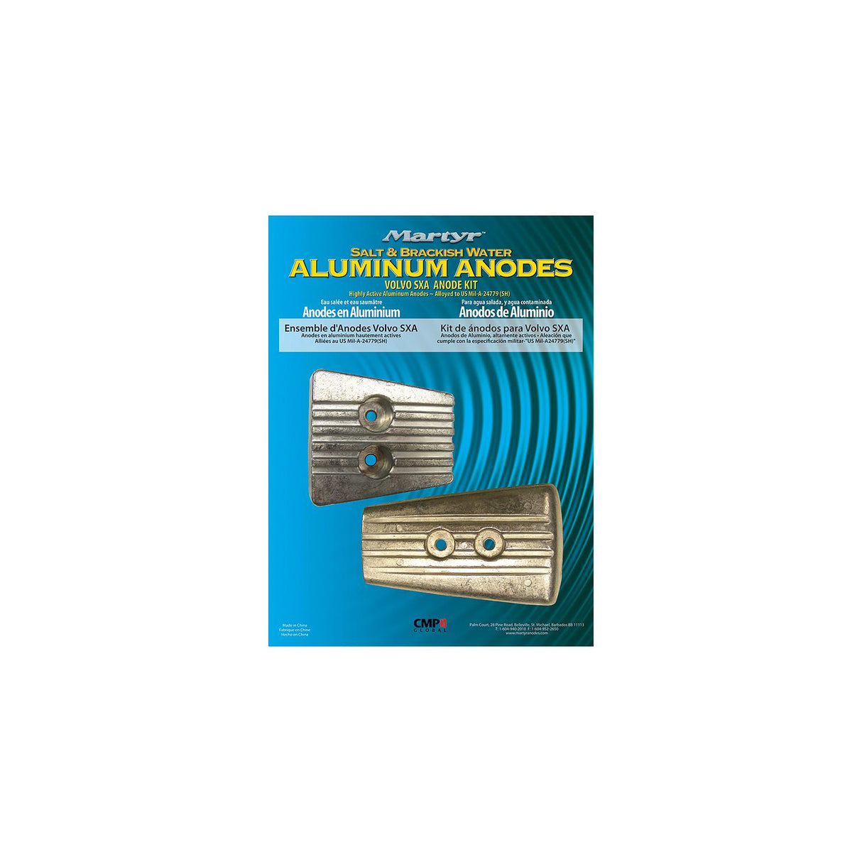CMP Global - Martyr Martyr Anode Kit For Volvo Penta SX-A/DPS Engine (Contains 1-3841427, 1-3883728 and Fastening Hardware) - CMSXAKITM - image 1