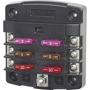 Blue Sea Systems Blue Sea 5033 ST Blade Fuse Block w/out Cover - 6 Circuit w/out Negative Bus