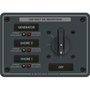 Blue Sea Systems Blue Sea 8366 AC Rotary Switch Panel 30 Ampere 3 Positions + OFF, 2 Pole