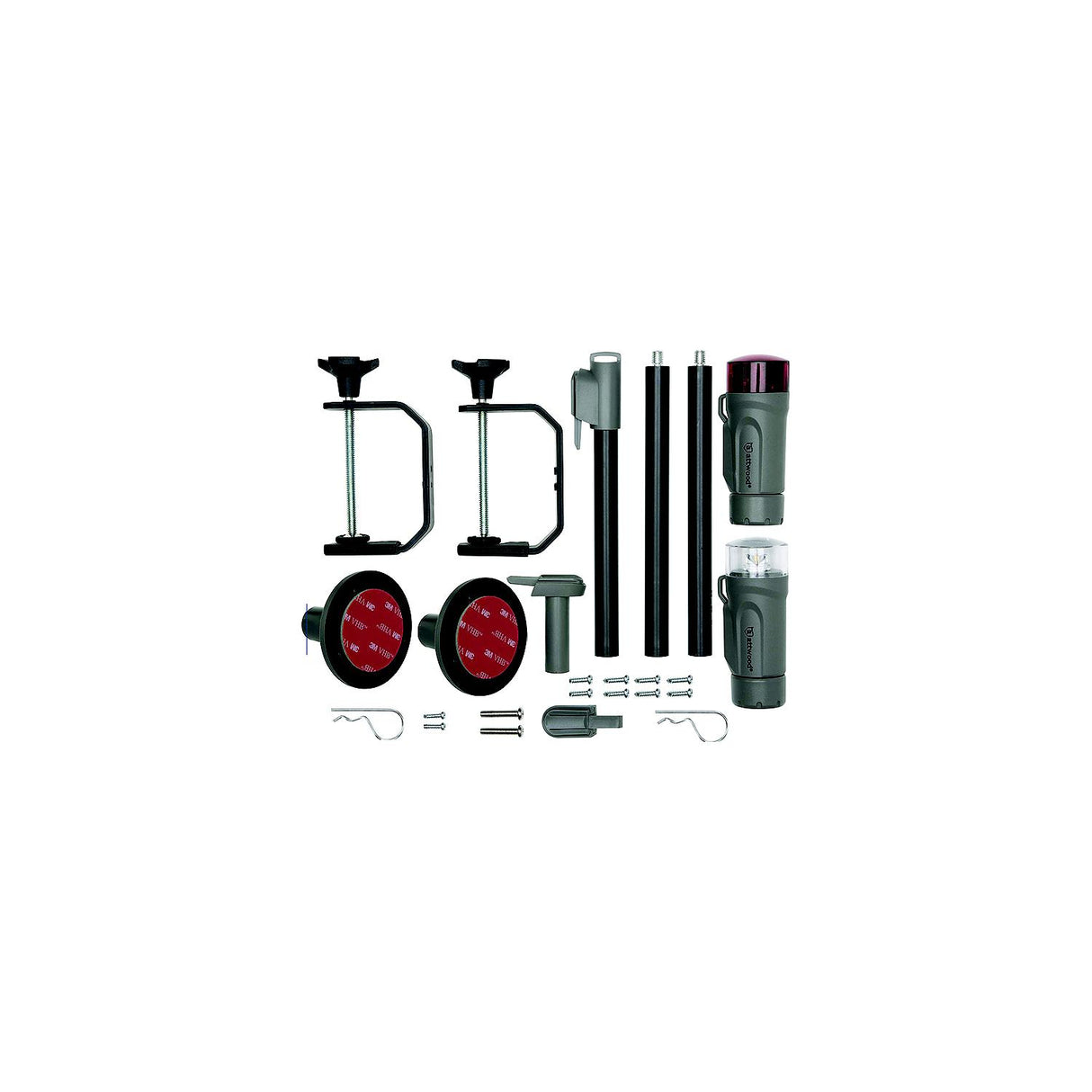 ATTWOOD 141967 All-Craft Battery Operated LED Portable Nav Light Kit w/Threaded Pole, Marine Gray - 14196-7