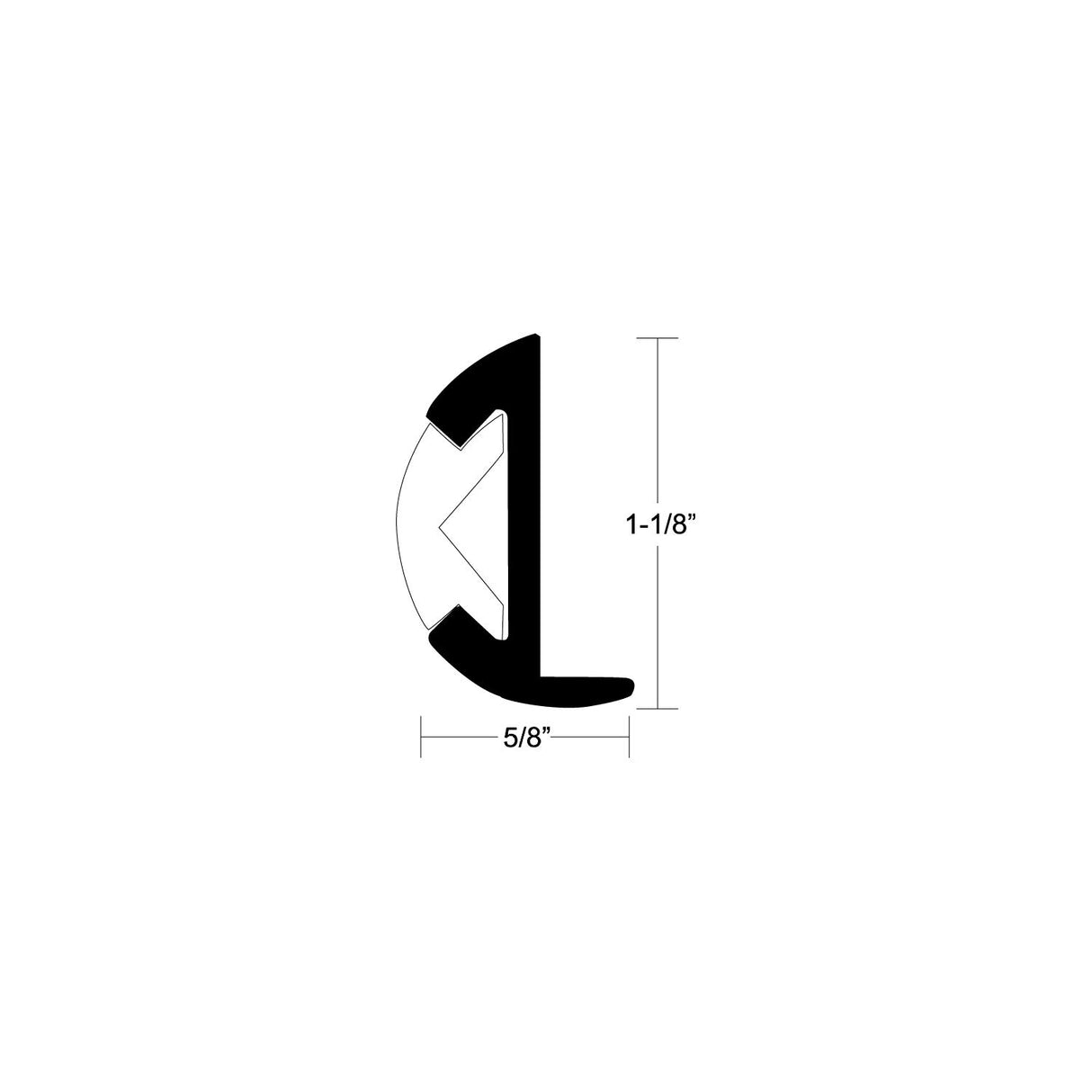 Taco Metals Rub Rail Alum. 1-1/8" x12' L - A11-0347BLY12D