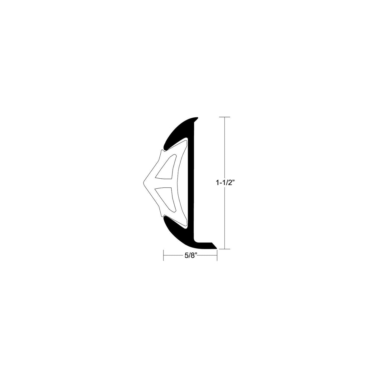 Taco Metals Alum Rub Rail 1-1/2" X 12' - A11-0638TAL12D