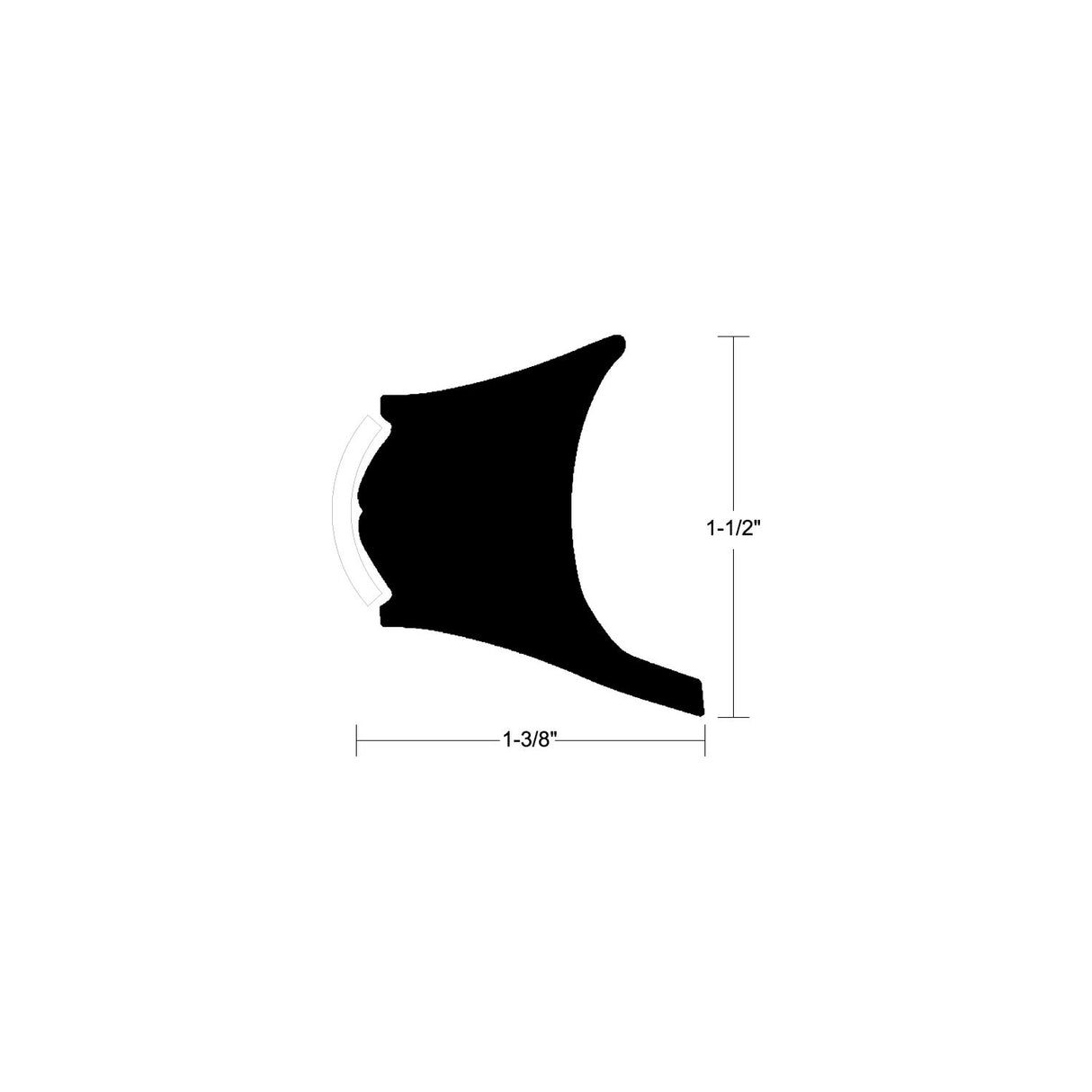 Taco Metals Rigid Rubrail 20' White - V21-1025WHC20D