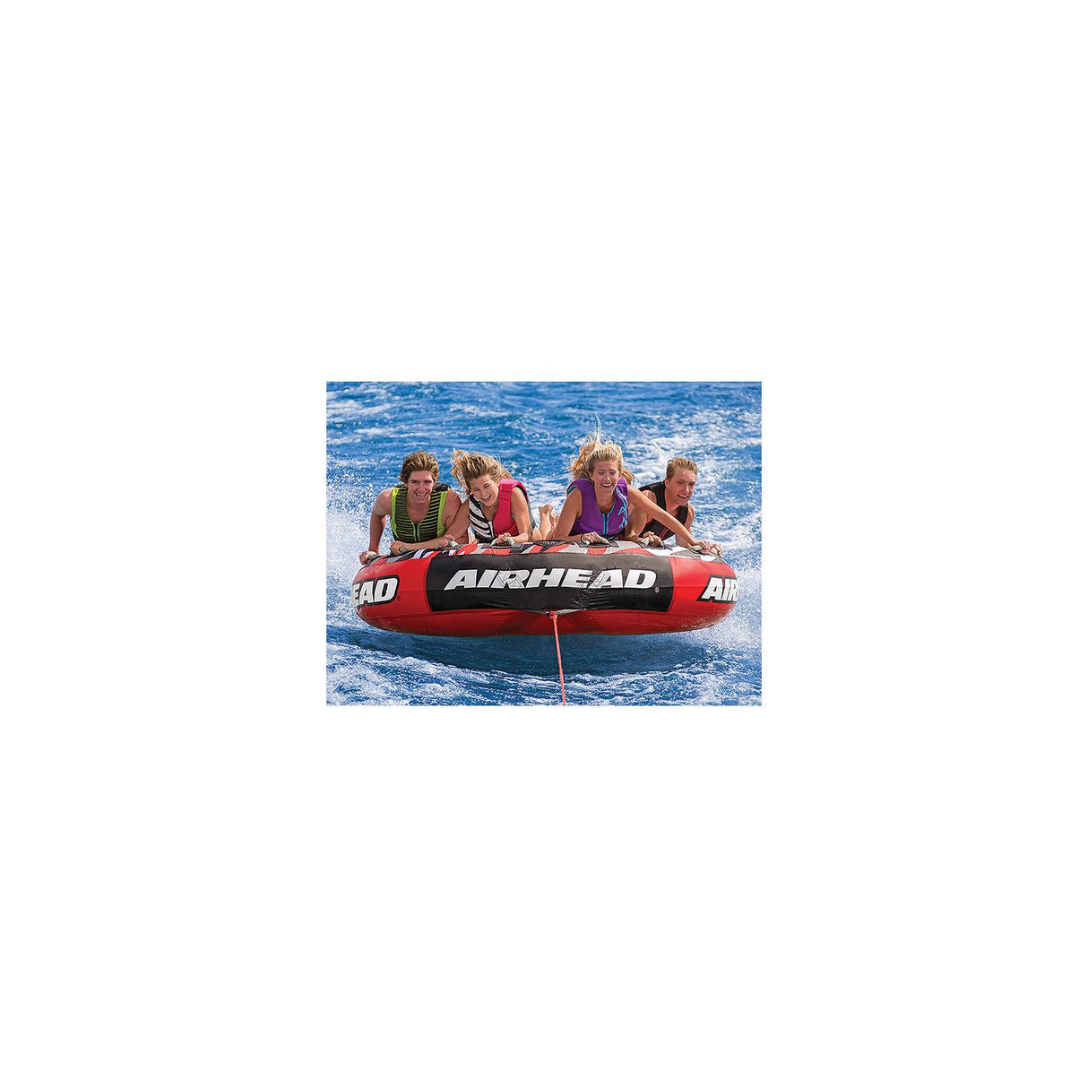 Airhead AHT42MSL Inflatable 4 Person Red Mega Slice® Deck Tube - AHT42MSL
