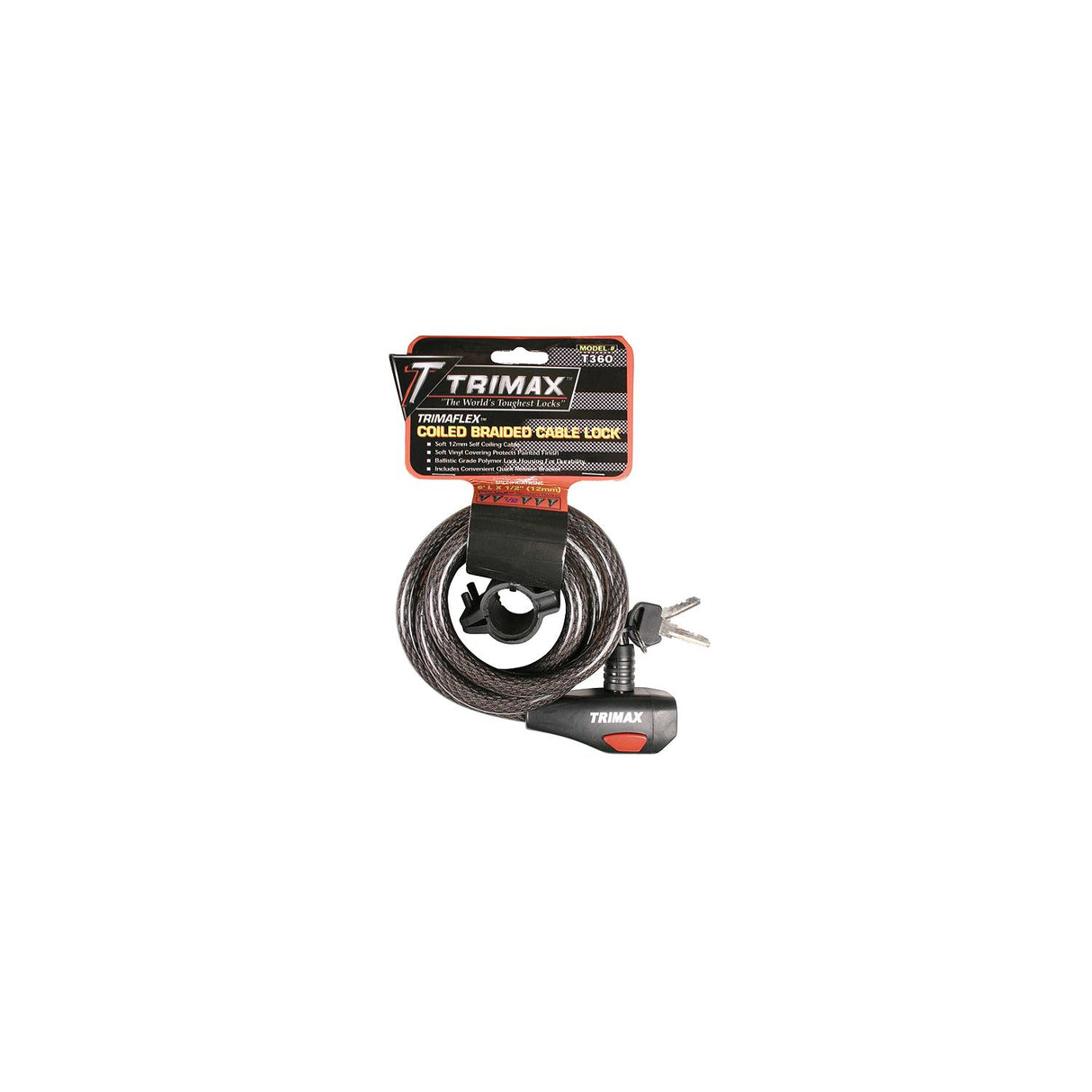 Trimax Locks Trimax TKC106 Quadra-Braid 6 x 10mm Keyed Cable Lock - TKC106 - official Trimax Locks product image 3