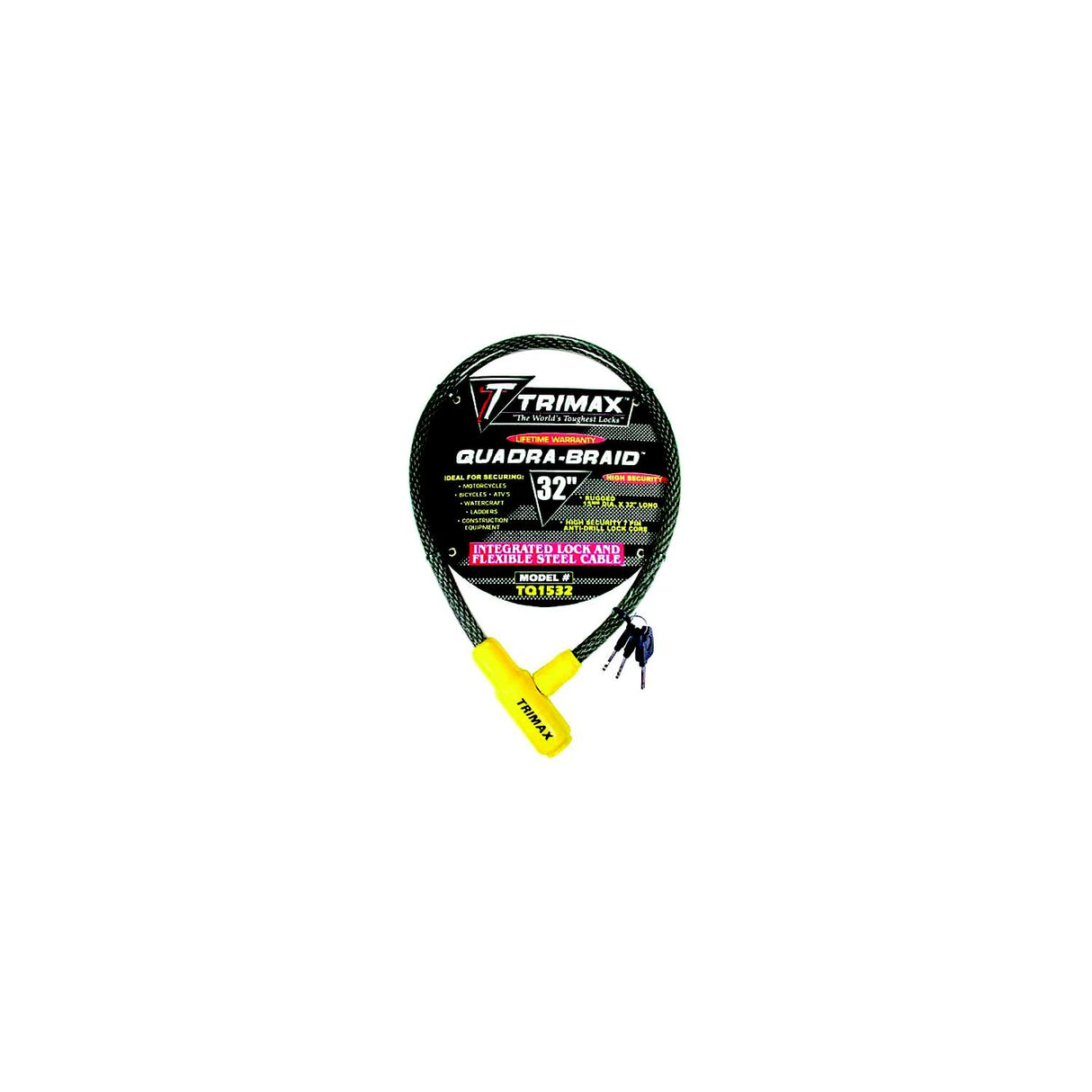 Trimax Locks Trimax TQ1532 Quadra-Braid 32" x 15mm Integrated Cable Lock - TQ1532
