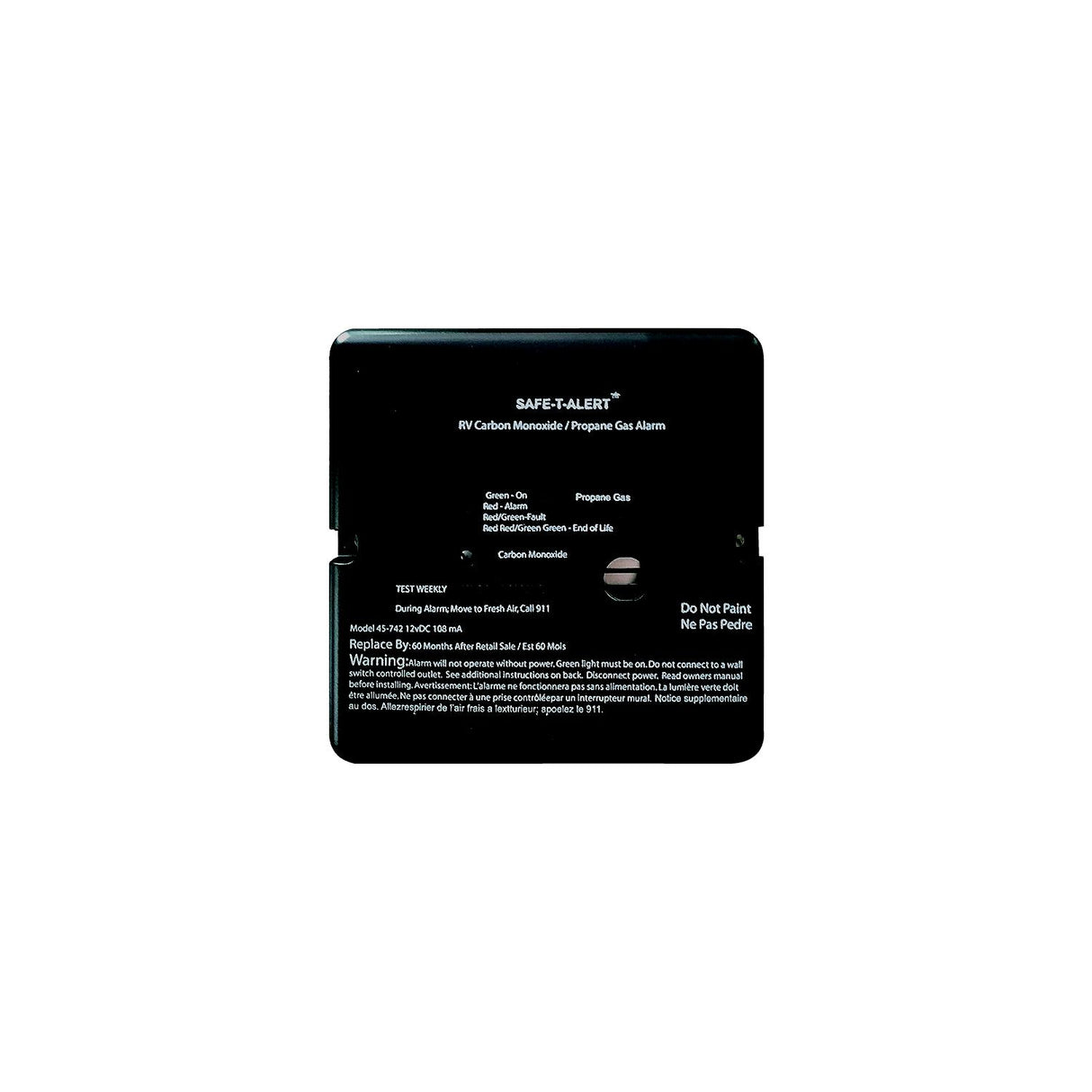 MTI Industries Safe t Alert 45 Series - Dual Carbon Monoxide / Propane Alarm, Black - 45-742-BL - image 1