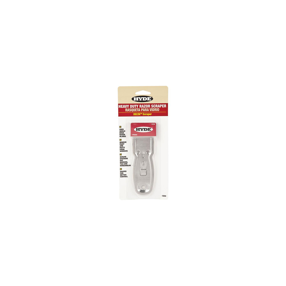 Hyde Tools Delta<sup>TM</sup> Heavy-Duty Glass Scraper - 13050