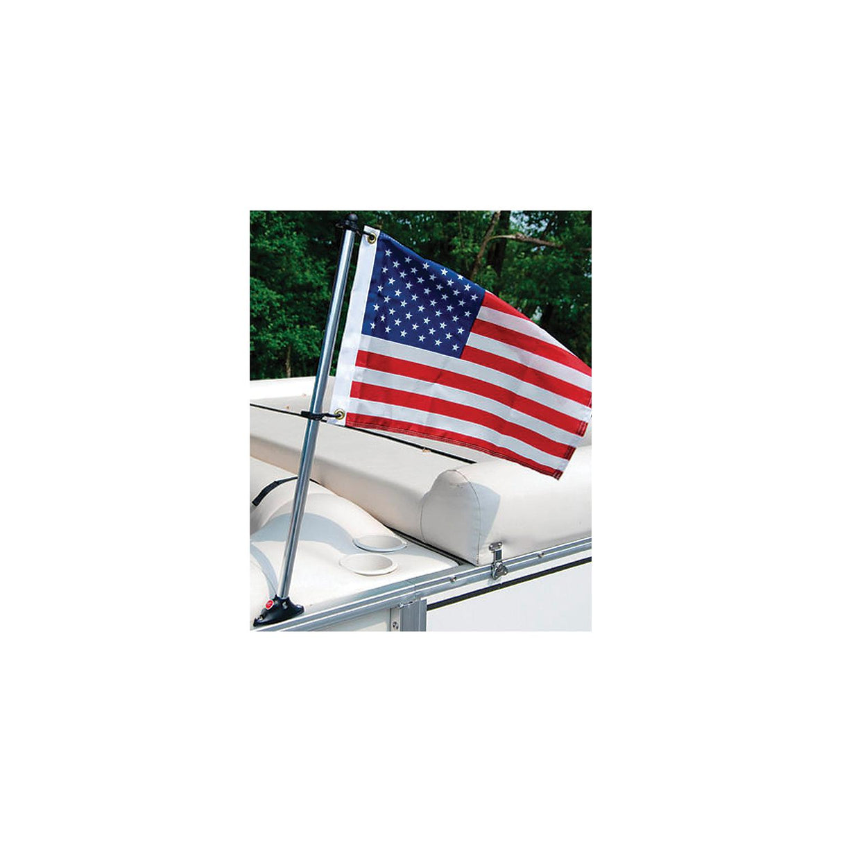 Taylor Made Products Taylor 3/4" Anodized Aluminum Pontoon Flag Pole 24" With Black Nylon Mount and U.S. Flag 12" x 18" - 2020109087 - official Taylor Made product image 3