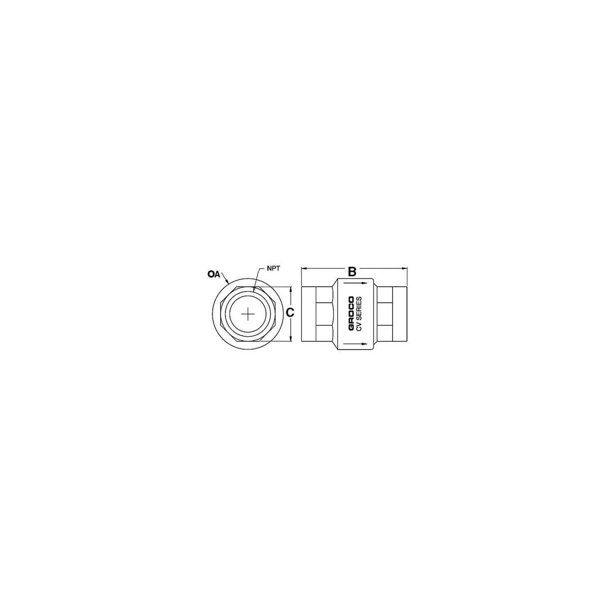 Groco CV Bronze In-Line Check Valve - CV-200 - official GROCO product image 3