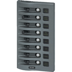 Blue Sea Systems Blue Sea 4378 WeatherDeck Water Resistant Circuit Breaker Panel - 8 Position - Grey