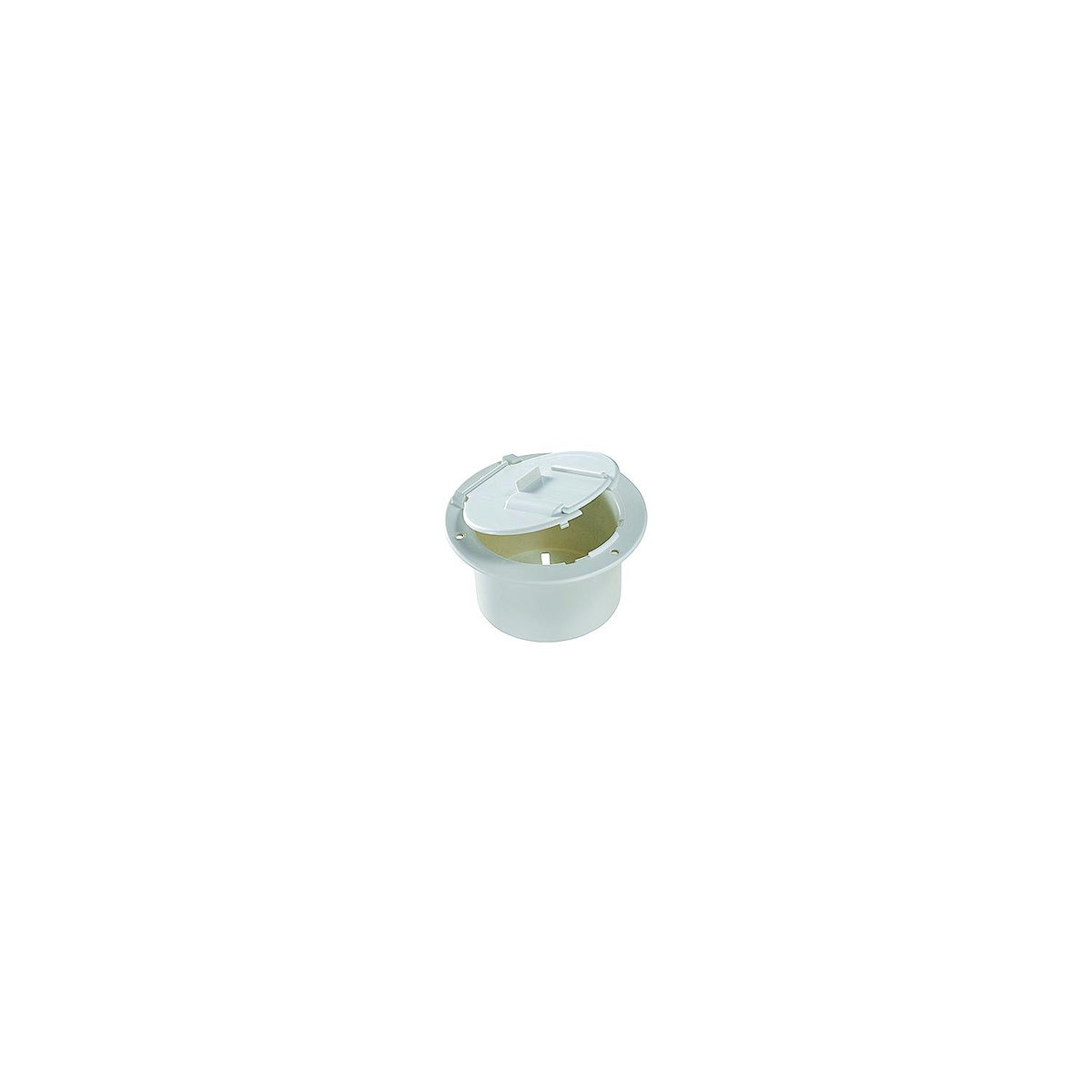 RV Designer Low Profile Cable Hatch, Round, Polar White -- 4.6" x 2.6" (Replaceable Lid) - B130 - image 1