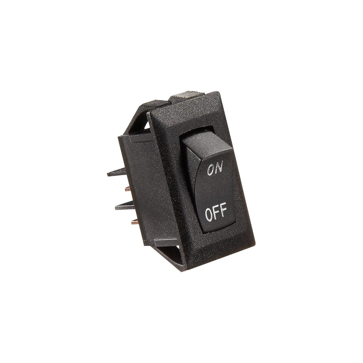 RV Designer Black Rocker Switch w/Silver text, 10 A, On/Off - SPST - Cut-Out .550" x 1.125" - S269 - image 1