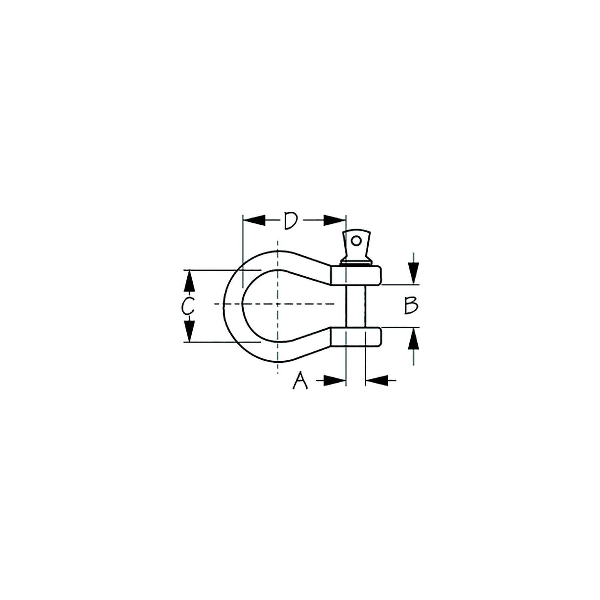 Sea-Dog Line Sea-Dog Galvanized Shackle-Load Rated , A:7/8" , B:1-1/4, C:2", D:2-3/4", Max Load: 4-3/4 Ton - 147619