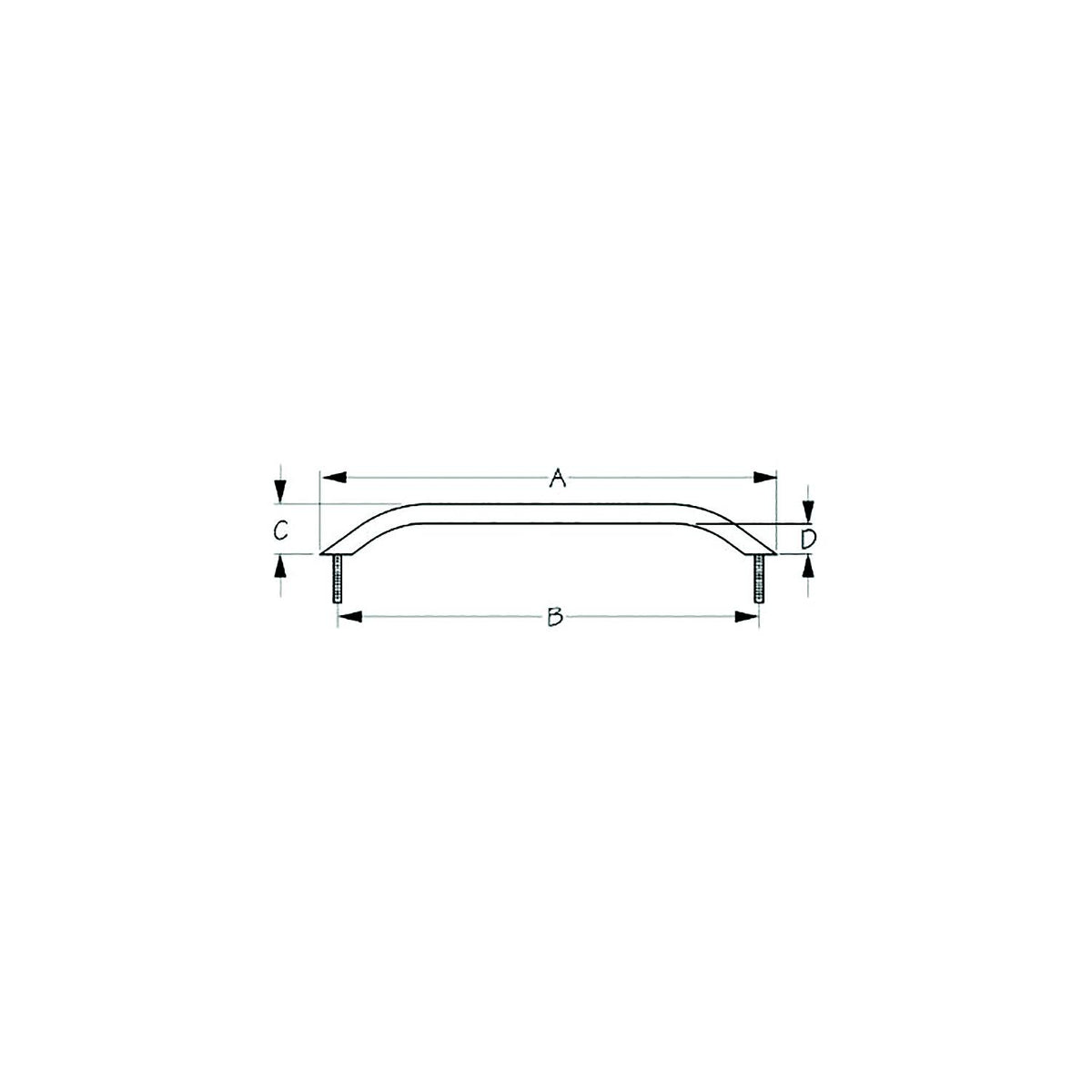 Sea-Dog 2546131 Stud Mount Handrail, Tube: 3/4", A:12" ,B:10-3/4 ", C:2", D:1-1/4" Fastener: 5/16"-18 Nut, Black Matte - image 1