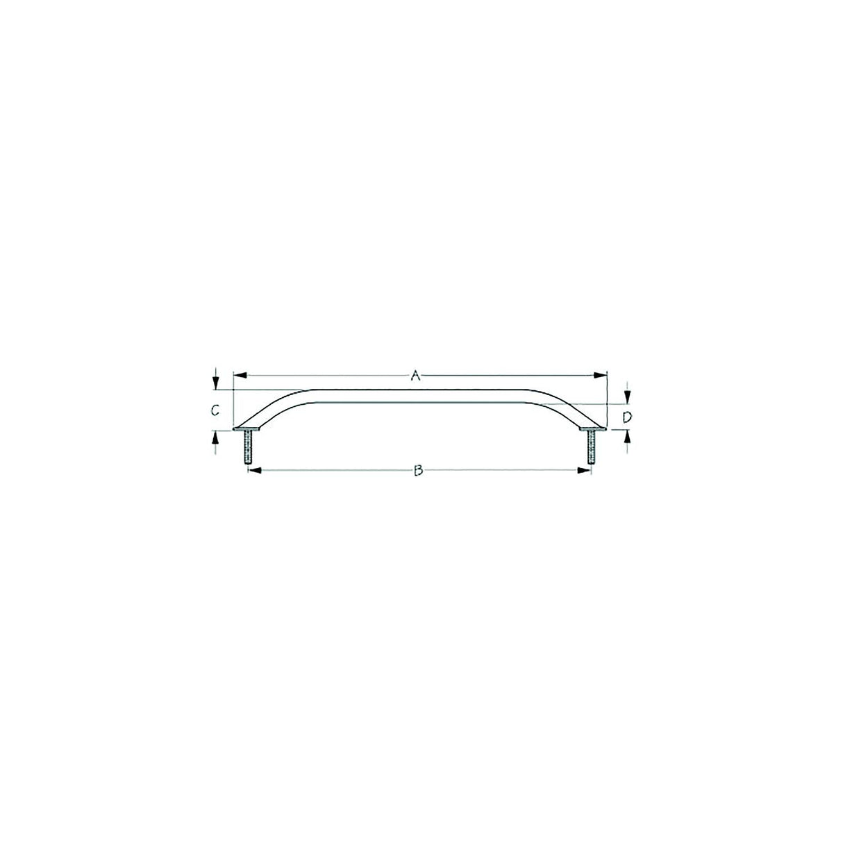 Sea-Dog 2546281 Stud Mount Flanged Handrail, Tube: 7/8" A: 25-1/4" , B: 24-1/4" , C: 2-1/4", D:1-1/2" , Fastener: 5/16"-18,Stainless - image 1
