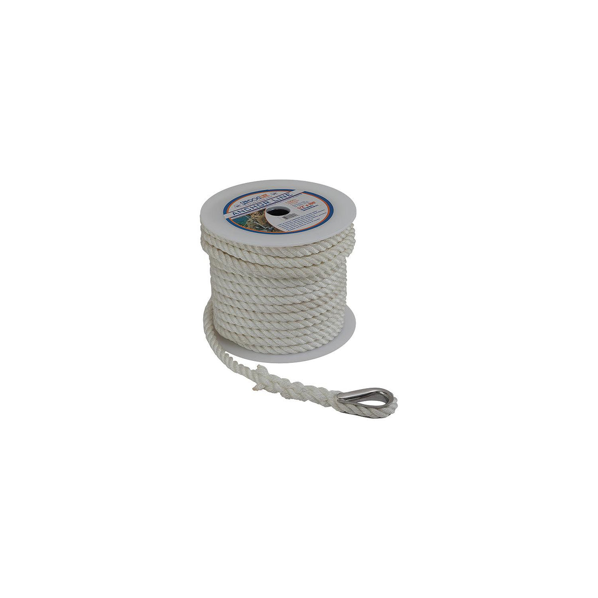 Sea-Dog Line Sea Dog 301110150WH1 Premium Twisted 3-Strand Nylon Anchor Line, 3/8" × 150' - image 1