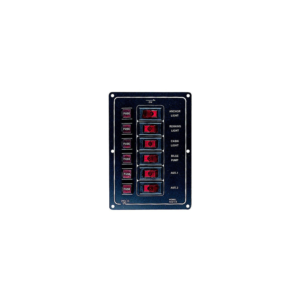 Sea-Dog Line 6 Switch Illiminated Switch Panel, Vertical - 422110-1