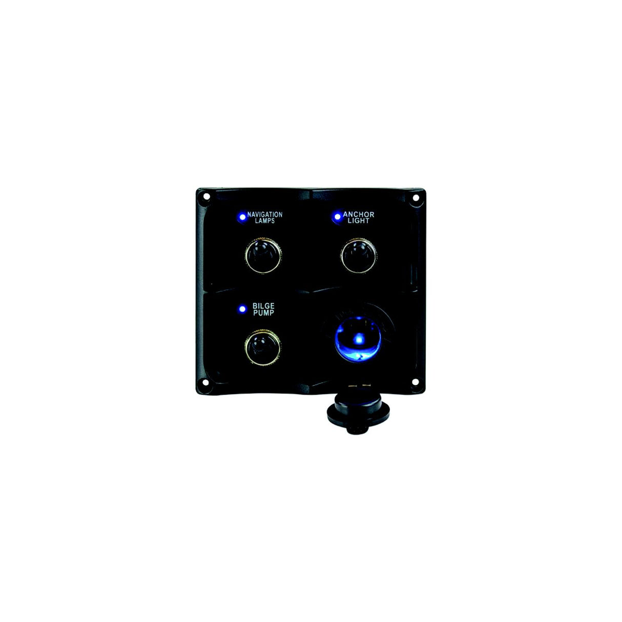Sea-Dog Line Seadog 424623-1 Water Resistant Toggle Switch Panel w/3 Switches & Power Stocket - 4246231