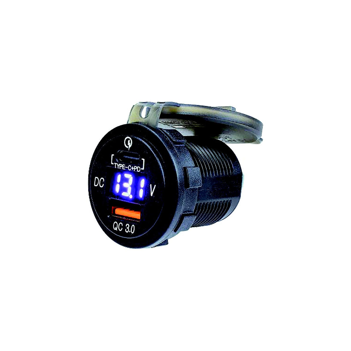 Seadog 4265111 USB 3.0 & USB-C Power Socket with Voltmeter, A:1-7/16" B: 1-1/2" C:1-1/8", Volts: 8-32 - image 2